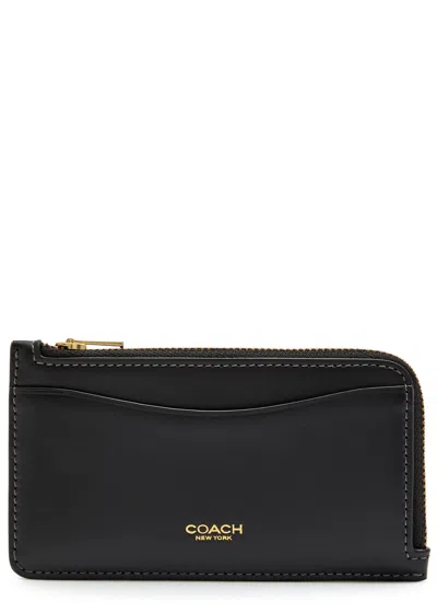 Coach Leather Cardholder In Black