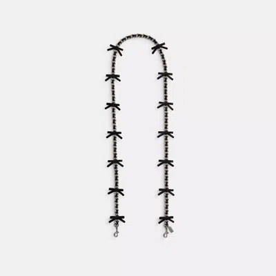 Coach Leather Chain Strap With Bows In Black