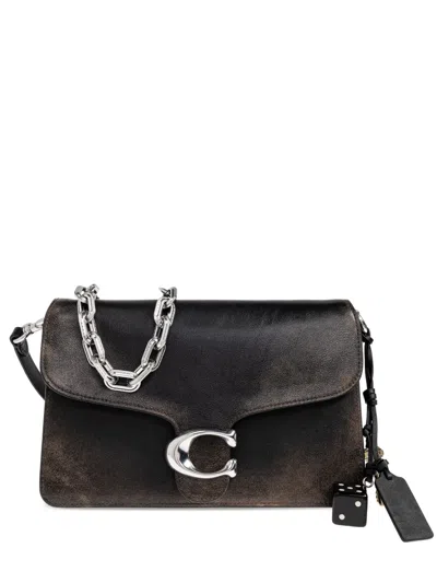 Coach Leather Chain Tote Bag In Brown