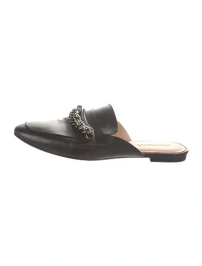Pre-owned Coach Leather Chain-link Accents Mules In Black