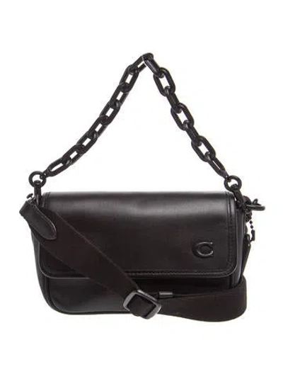 Pre-owned Coach Leather Charter Flap In Black