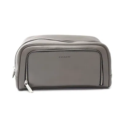 Coach Leather Clutch Bag In Gray