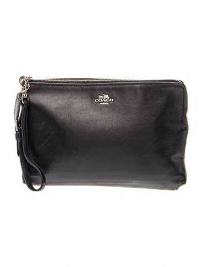Pre-owned Coach Leather Clutch In Black