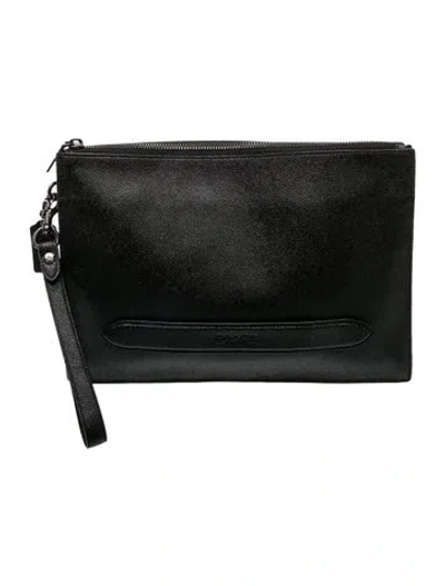 Pre-owned Coach Leather Clutch In Black