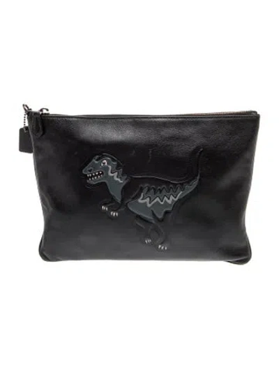 Pre-owned Coach Leather Clutch In Black