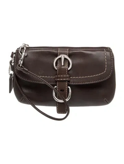 Pre-owned Coach Leather Clutch In Black
