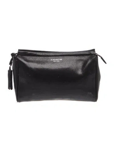 Pre-owned Coach Leather Clutch In Black/grey