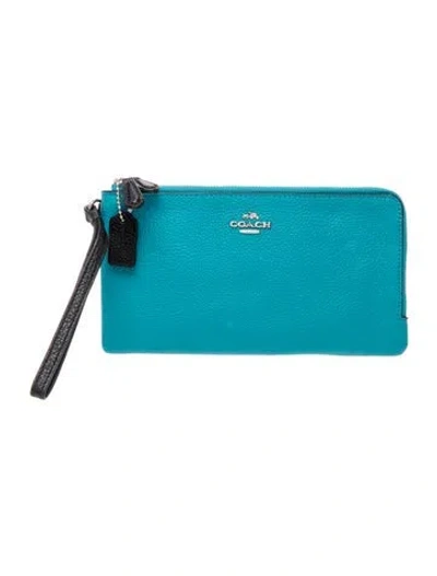 Pre-owned Coach Leather Clutch In Blue