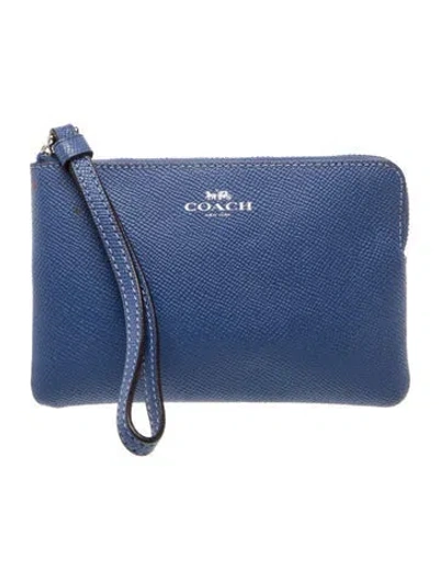Pre-owned Coach Leather Clutch In Blue