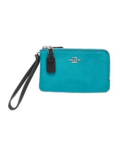 Pre-owned Coach Leather Clutch In Blue