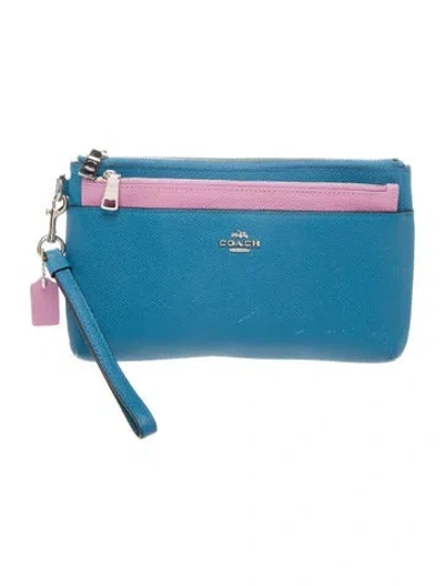 Pre-owned Coach Leather Clutch In Blue