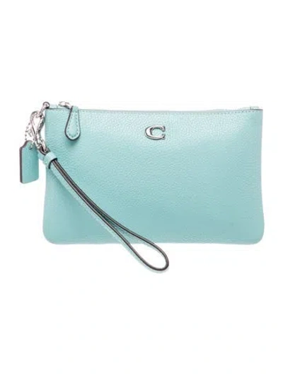 Pre-owned Coach Leather Clutch In Blue