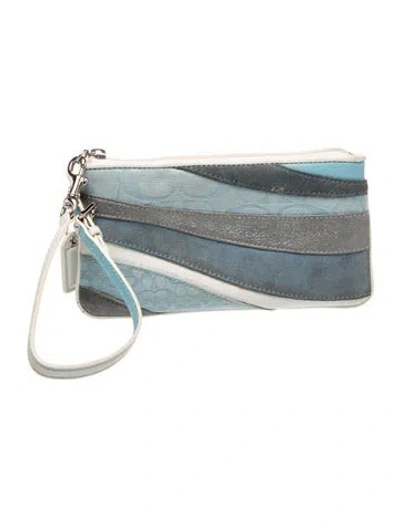 Pre-owned Coach Leather Clutch In Blue