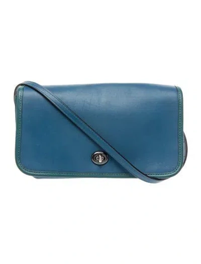 Pre-owned Coach Leather Clutch In Blue