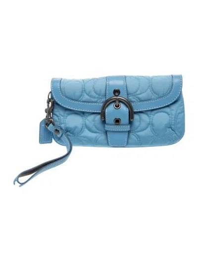 Pre-owned Coach Leather Clutch In Blue