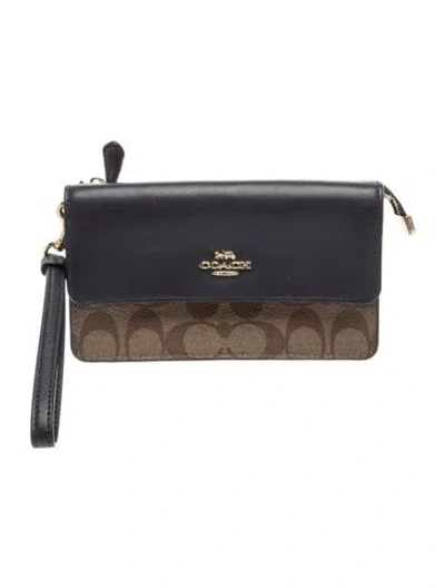 Pre-owned Coach Leather Clutch In Blue
