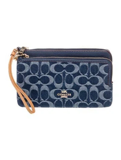 Pre-owned Coach Leather Clutch In Blue
