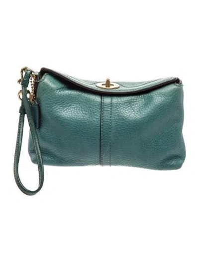 Pre-owned Coach Leather Clutch In Blue