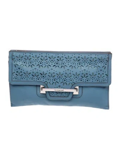 Pre-owned Coach Leather Clutch In Blue