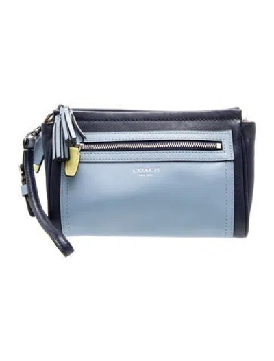 Pre-owned Coach Leather Clutch In Blue
