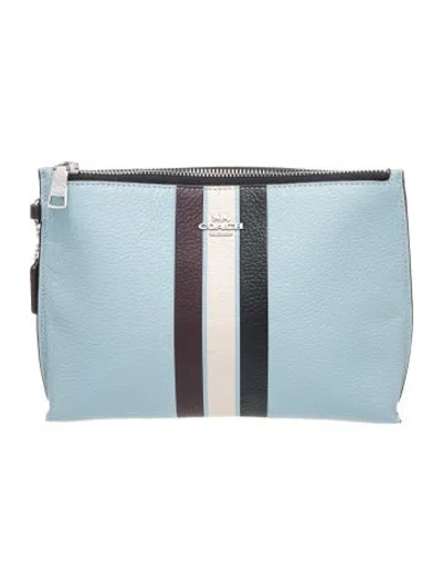 Pre-owned Coach Leather Clutch In Blue