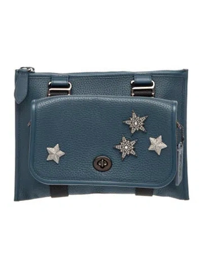 Pre-owned Coach Leather Clutch In Blue