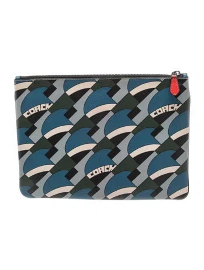 Pre-owned Coach Leather Clutch In Blue