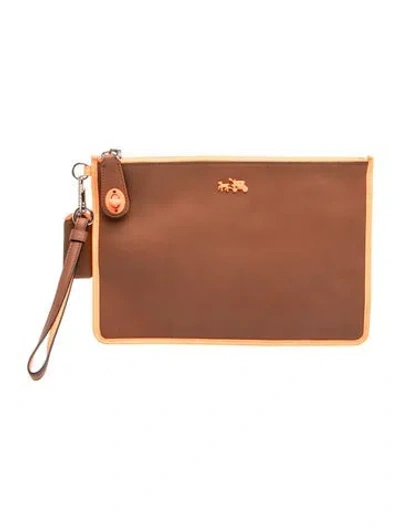 Pre-owned Coach Leather Clutch In Brown