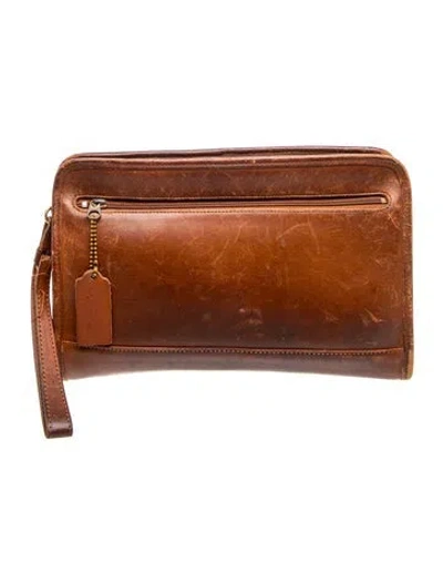 Pre-owned Coach Leather Clutch In Brown