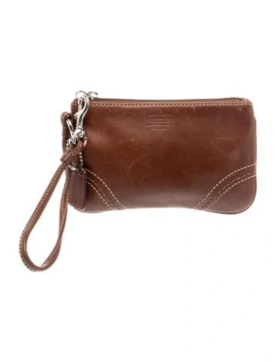 Pre-owned Coach Leather Clutch In Brown