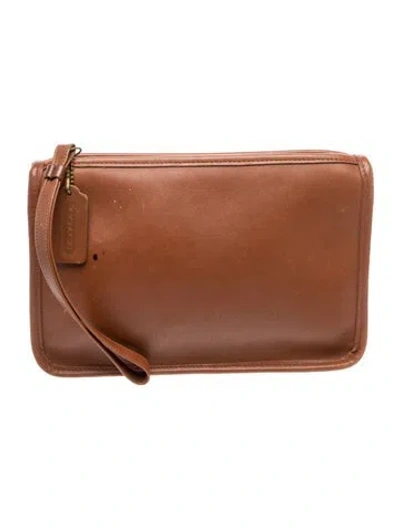 Pre-owned Coach Leather Clutch In Brown