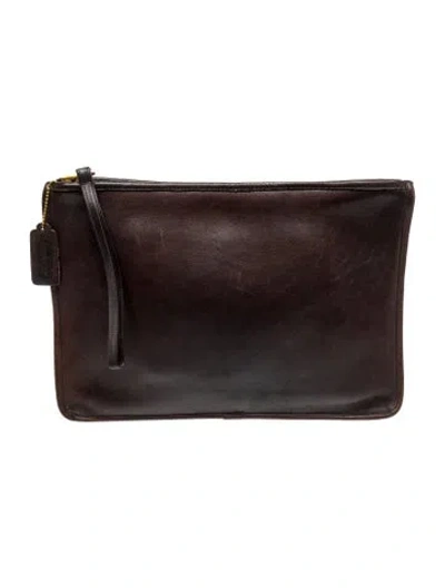Pre-owned Coach Leather Clutch In Brown