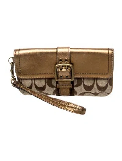 Pre-owned Coach Leather Clutch In Brown