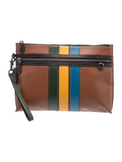 Pre-owned Coach Leather Clutch In Brown