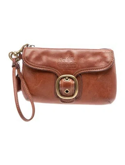 Pre-owned Coach Leather Clutch In Brown