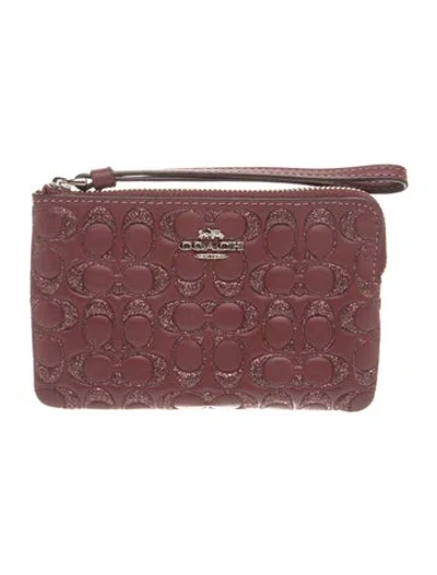Pre-owned Coach Leather Clutch In Burgundy