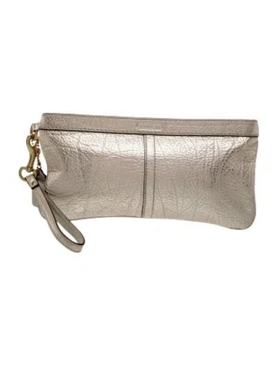 Pre-owned Coach Leather Clutch In Gold