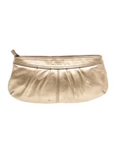 Pre-owned Coach Leather Clutch In Gold/metallic