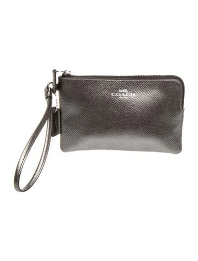 Pre-owned Coach Leather Clutch In Gray
