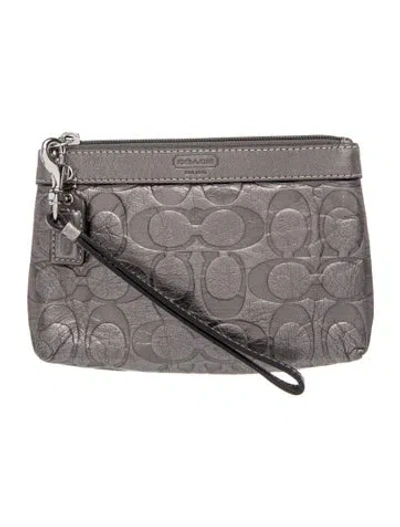 Pre-owned Coach Leather Clutch In Gray
