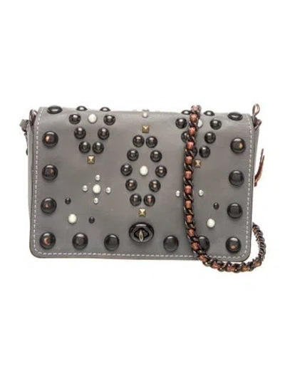 Pre-owned Coach Leather Clutch In Gray