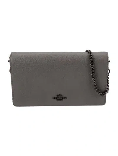 Pre-owned Coach Leather Clutch In Gray