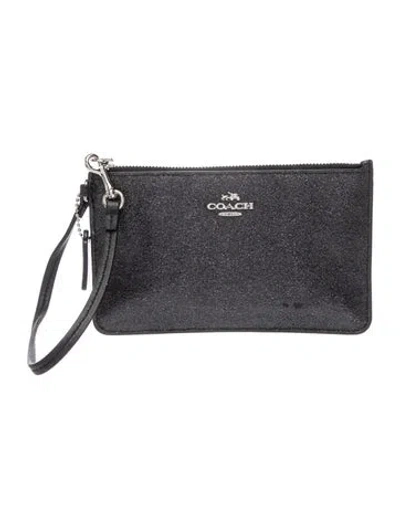 Pre-owned Coach Leather Clutch In Gray