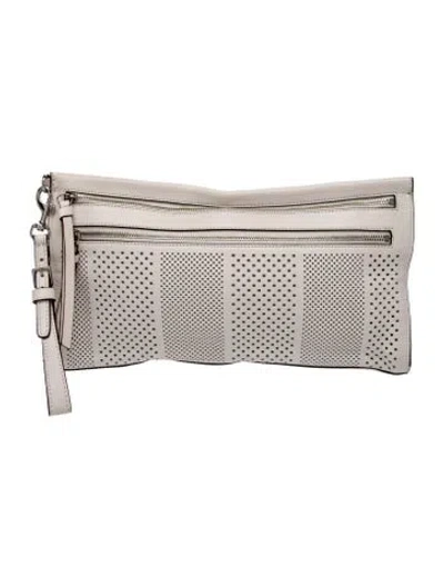 Pre-owned Coach Leather Clutch In Gray