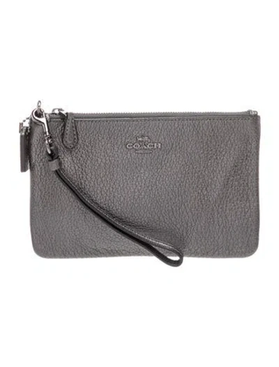 Pre-owned Coach Leather Clutch In Gray