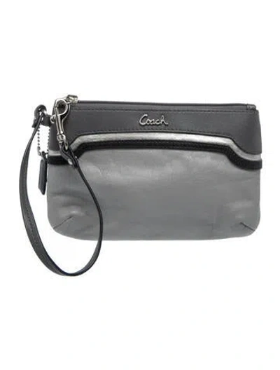 Pre-owned Coach Leather Clutch In Gray
