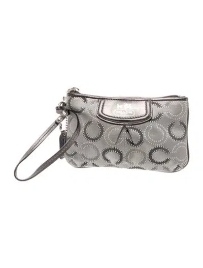 Pre-owned Coach Leather Clutch In Gray