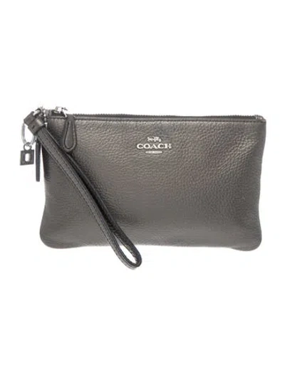 Pre-owned Coach Leather Clutch In Gray