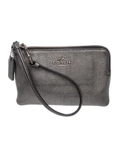 Pre-owned Coach Leather Clutch In Gray