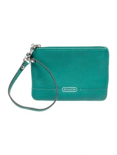 Pre-owned Coach Leather Clutch In Green